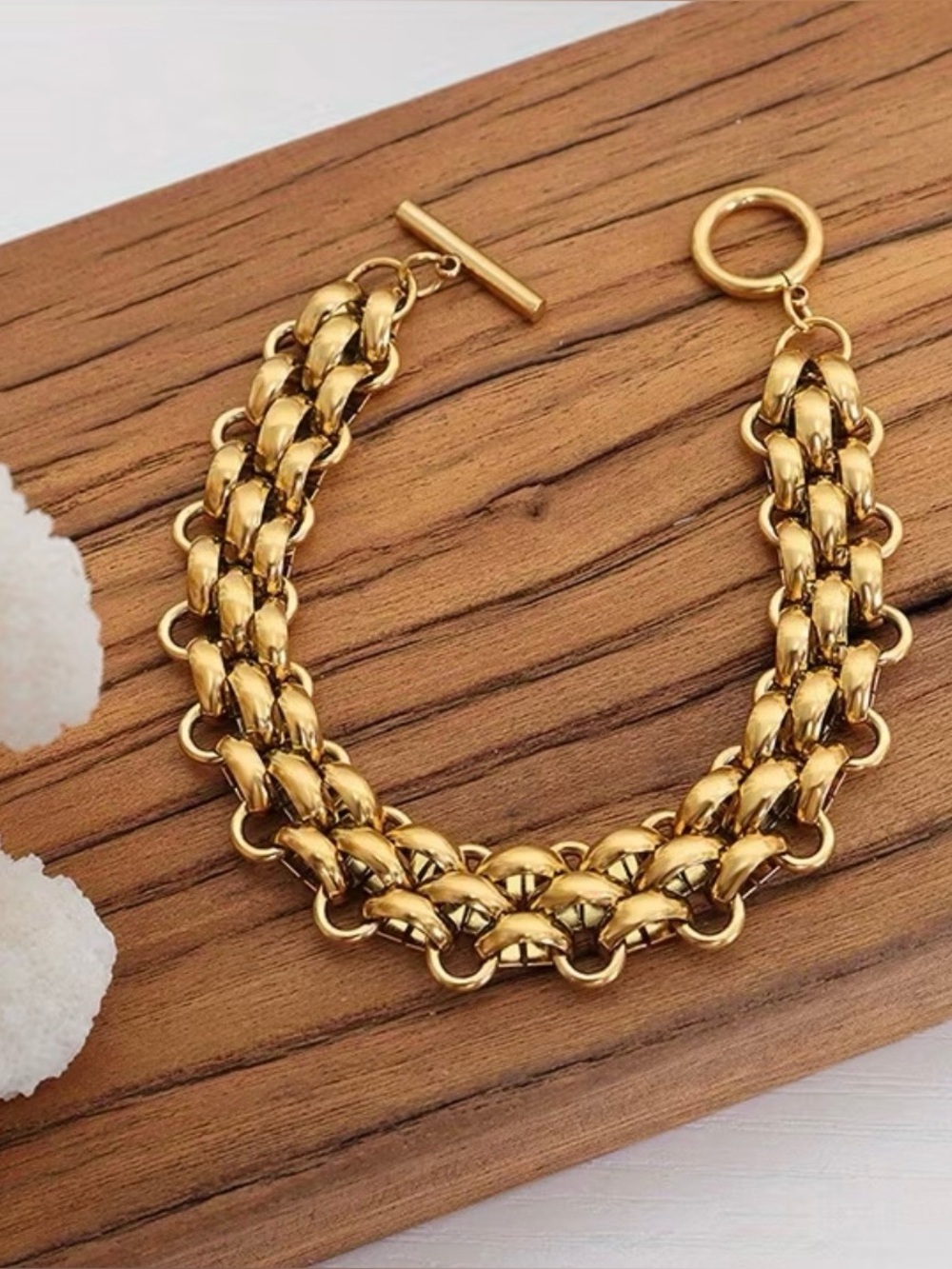 Gold Chain Link Toggle Bracelet - Women Jewelry